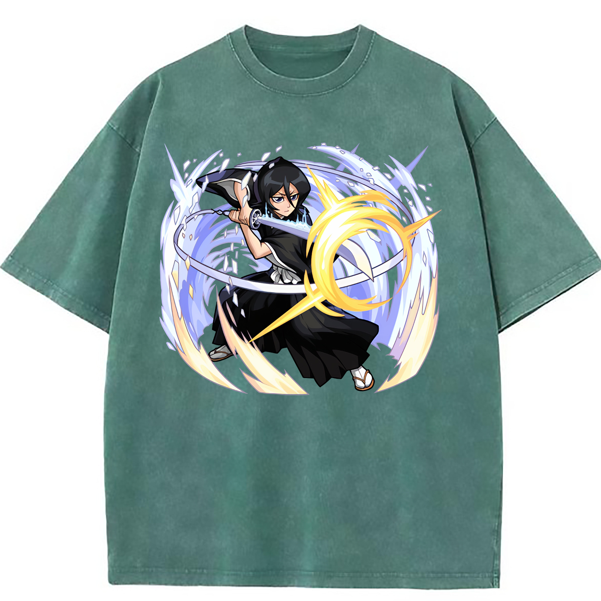 （画像用） ブリーチ 朽木ルキア BLEACH Kuchiki Rukia 綿100% ヴィンテージ風 半袖Tシャツ（フロントプリント）